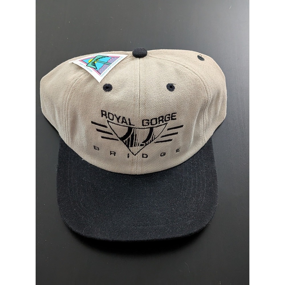 Royal Gorge Bridge Hat Tan Black Snapback Cap OSFM NWT